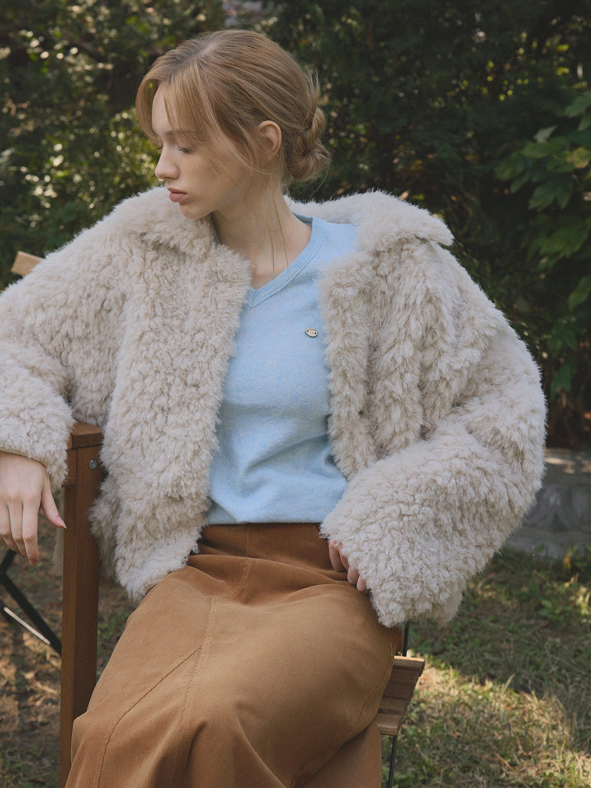 [TWEE] Buard Shearling Kragen Felljacke