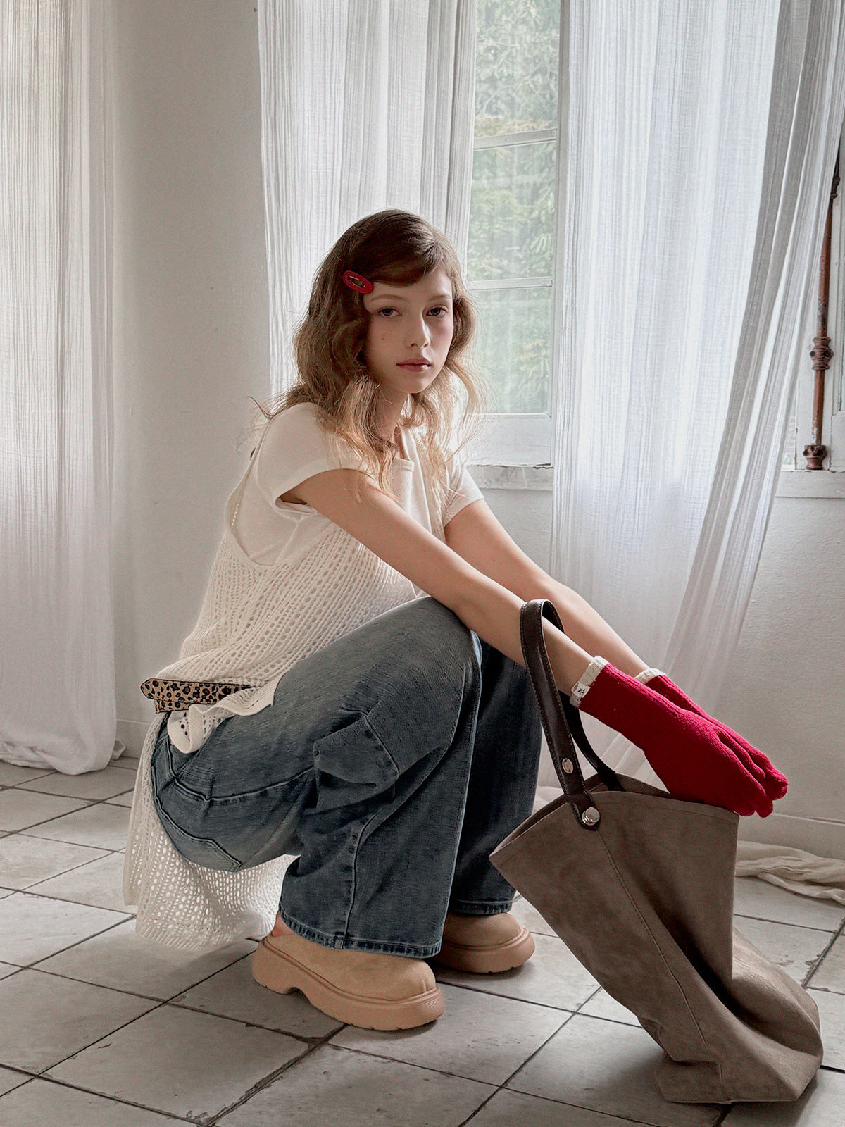 [TWEE] Grew Punching Sleeveless Knit Dress