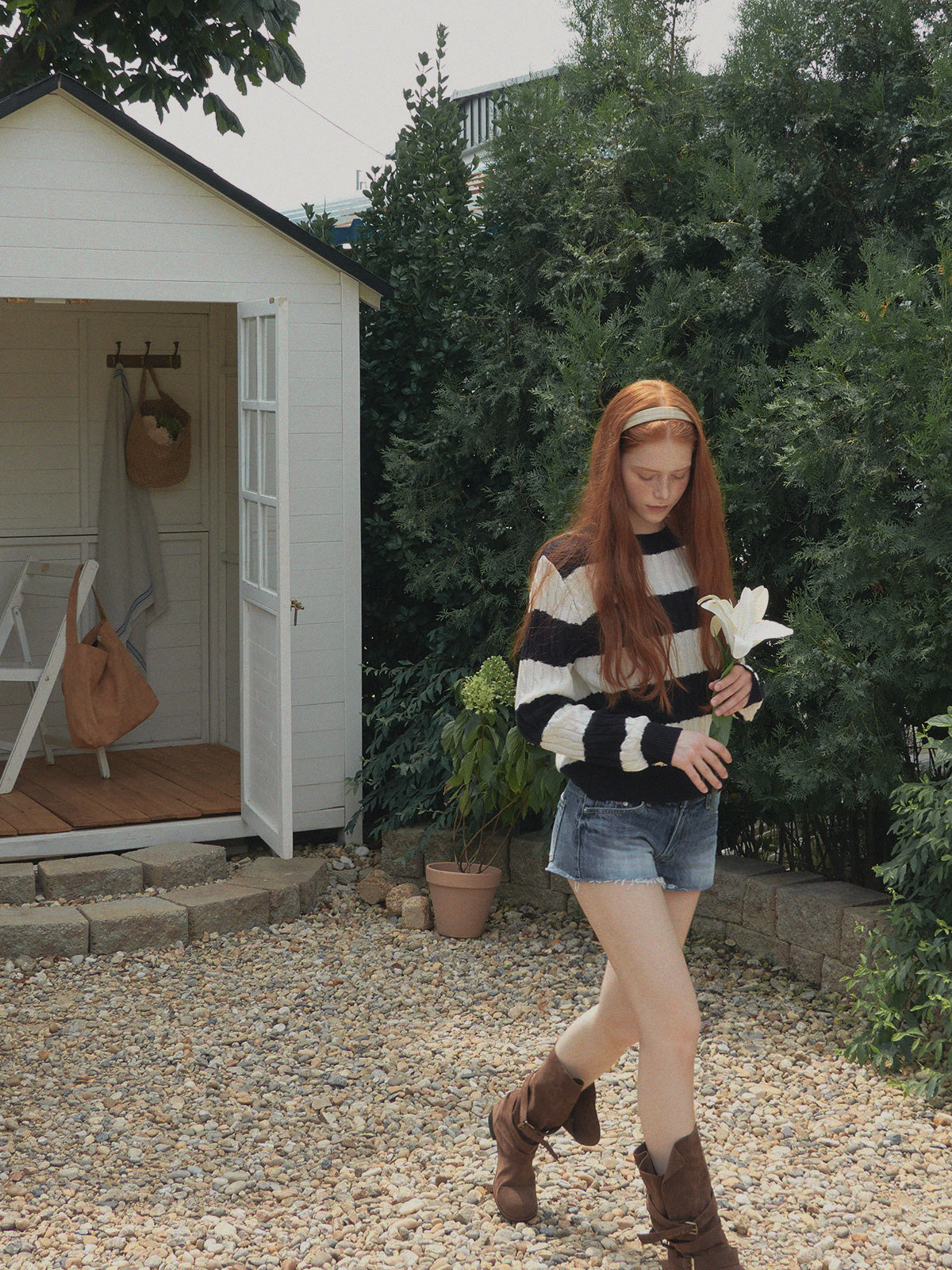 [TWEE] Fade Color-Block Stripe Long Sleeve Knit