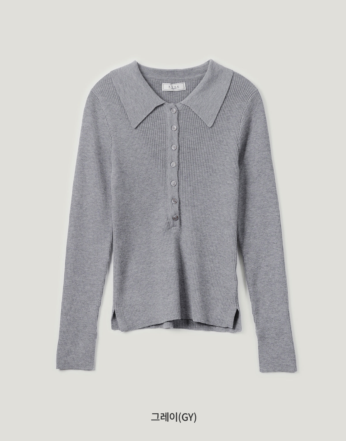 [TWEE] Larkin collar neck button long-sleeved knit