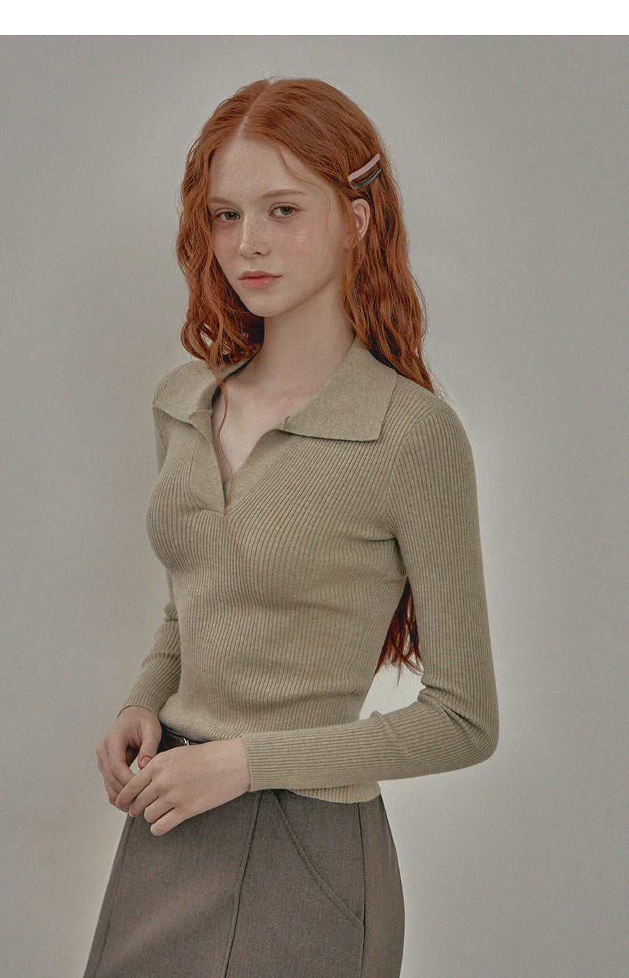 [TWEE] Sarasota Open Collar Golji Knit