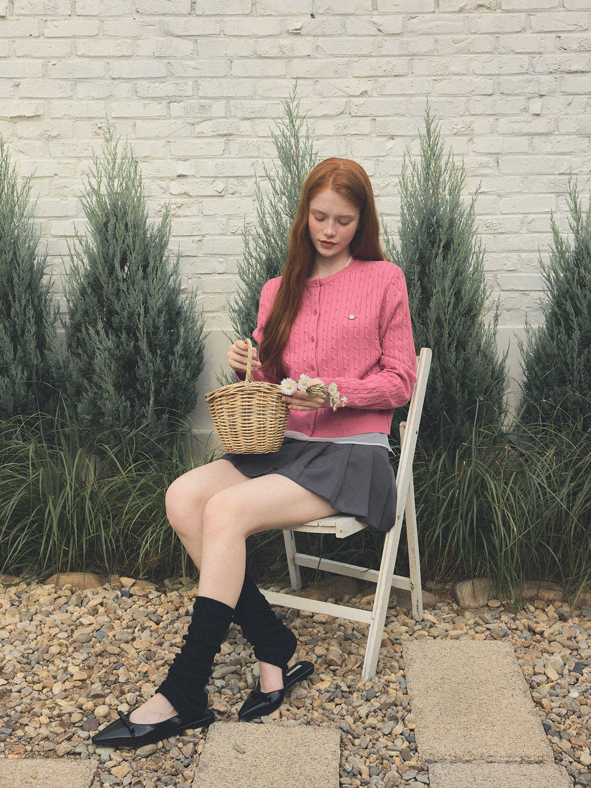 [TWEE] Ritti Cable Round Neck Long Sleeve Cardigan