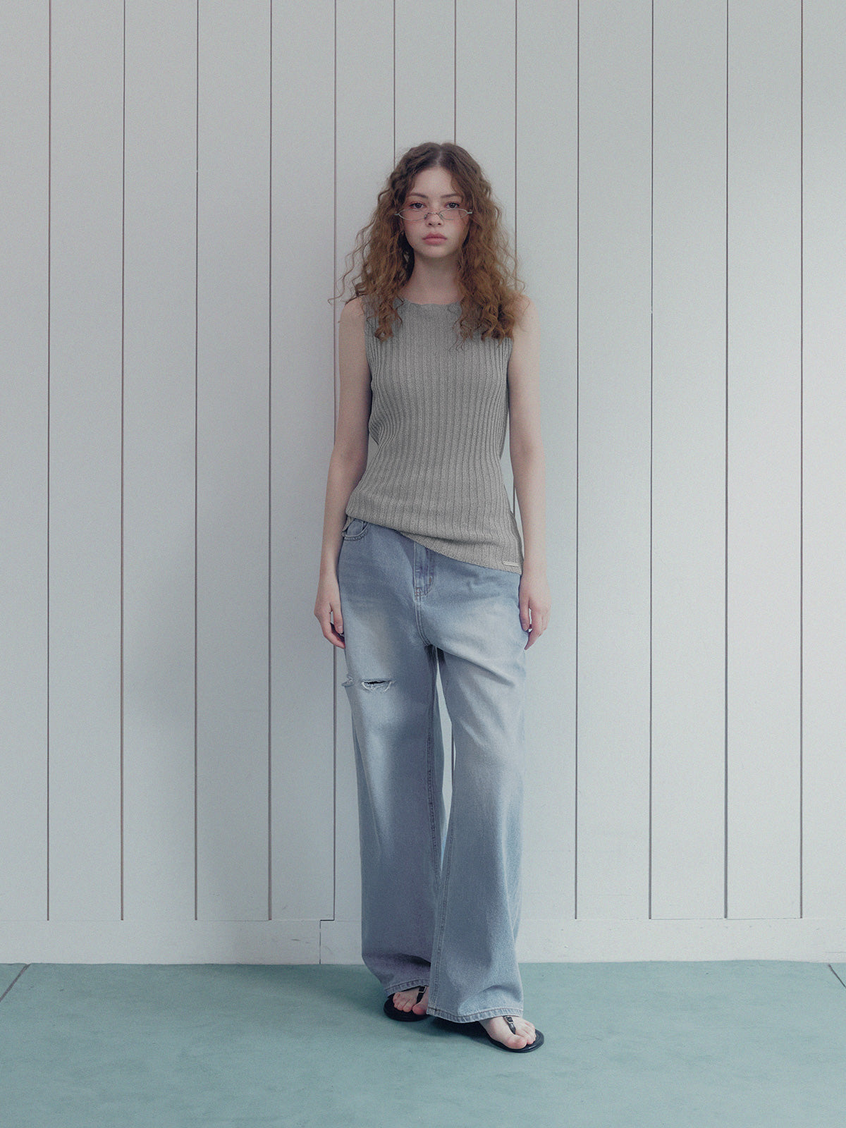 [TWEE] Ozen damage wide long denim pants