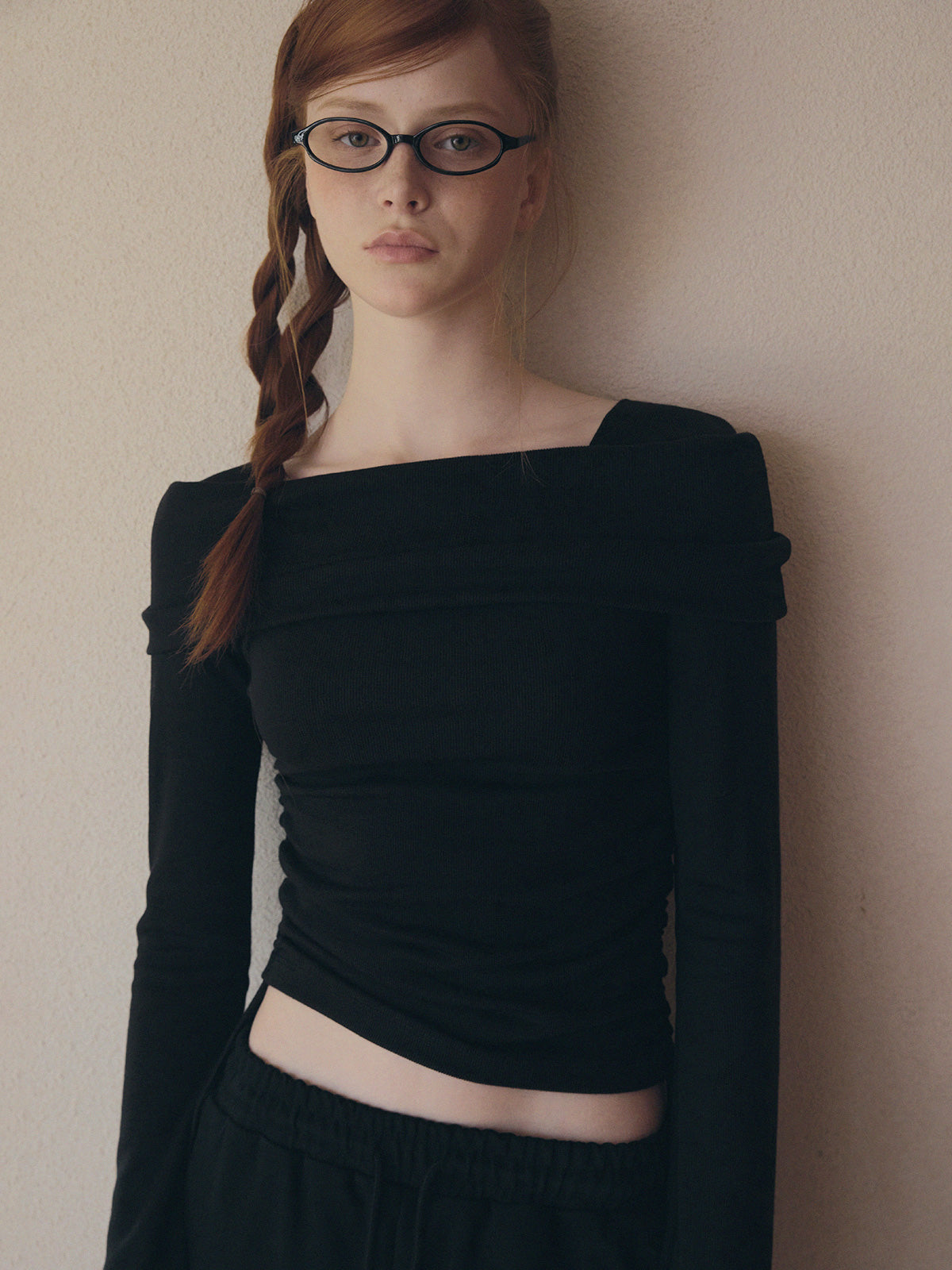[TWEE] Dwin 2-Way Drape Strap Long Sleeve Tee