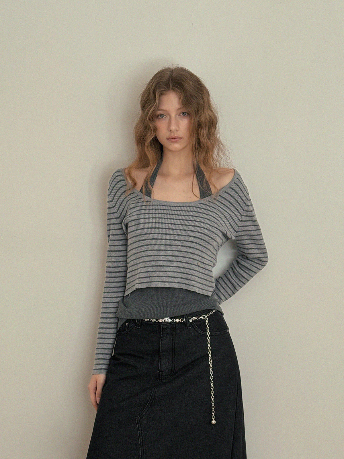 [TWEE] Bộ Áo Len Sọc Dremen Không Tay & Áo Khoác Cardigan