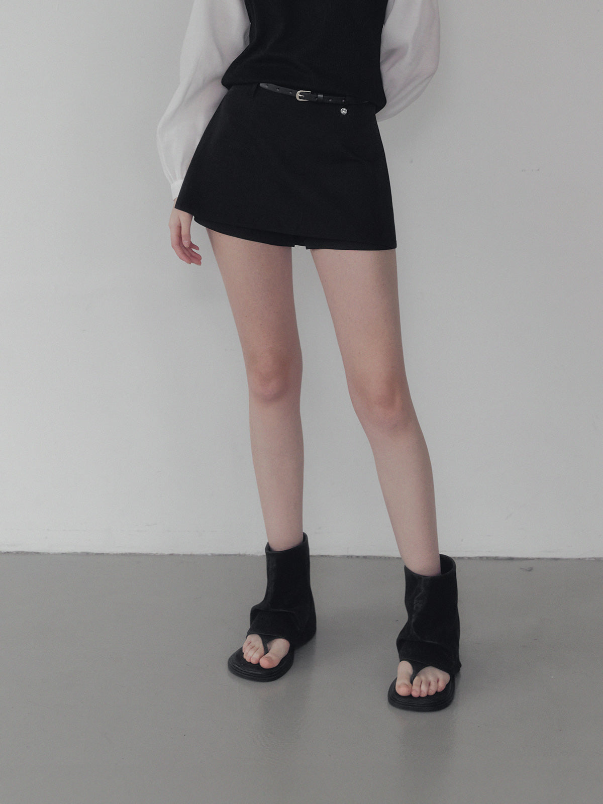 [TWEE] Recon basic mini skirt shorts (belt set)