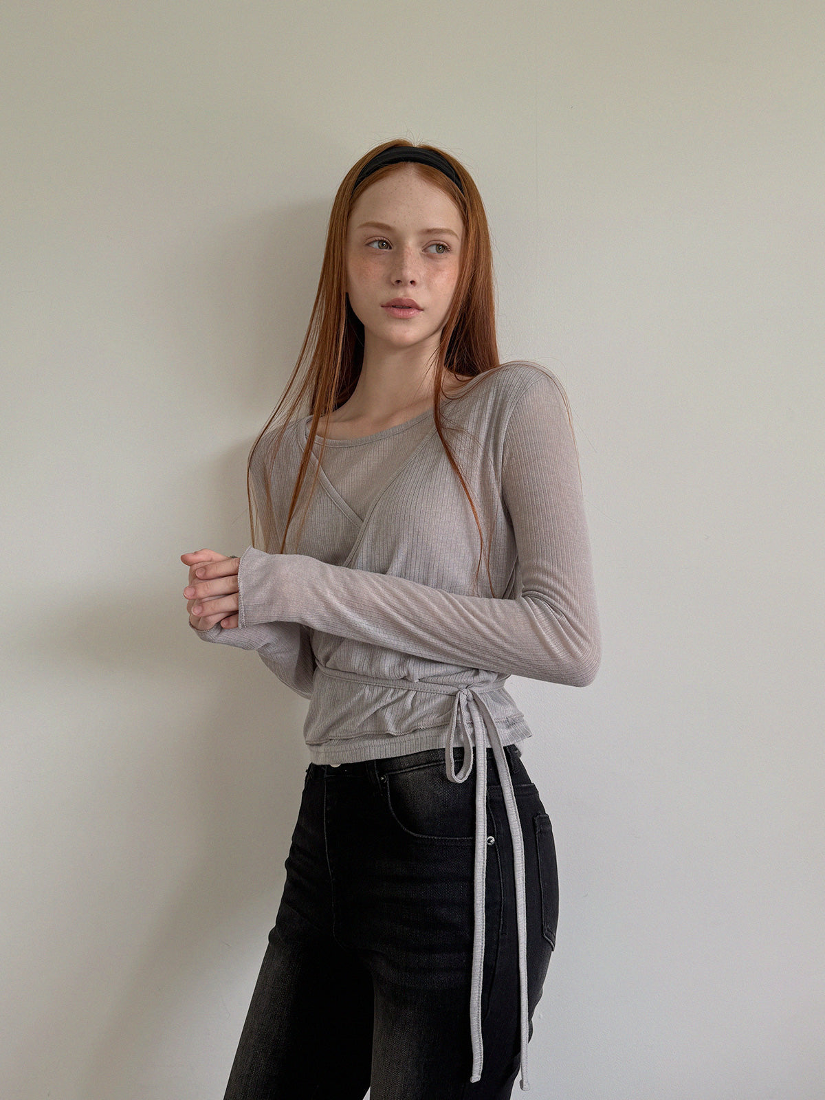 [TWEE] Eren Layered Wrap Long Sleeve T-Shirt
