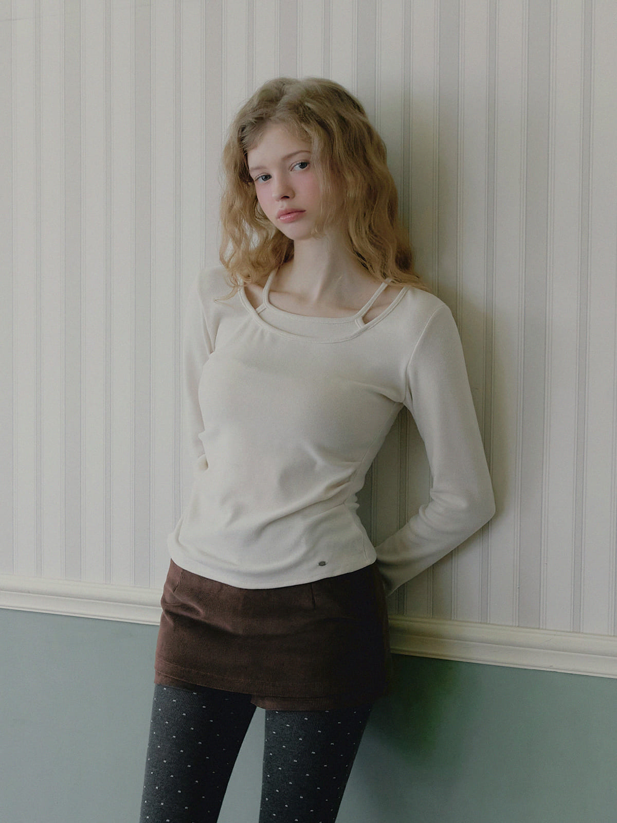 [TWEE]Revol geschichtetes Raffung Langarm-Top