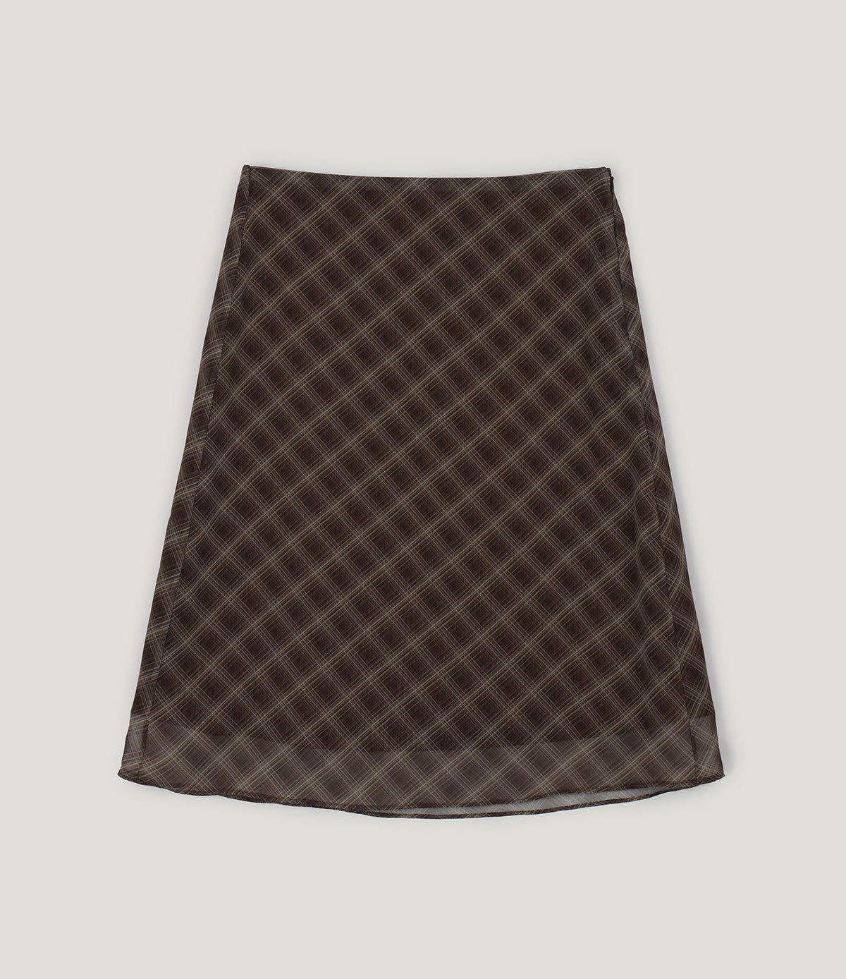 【TWEE】Bennu Check Chiffon Midi Skirt