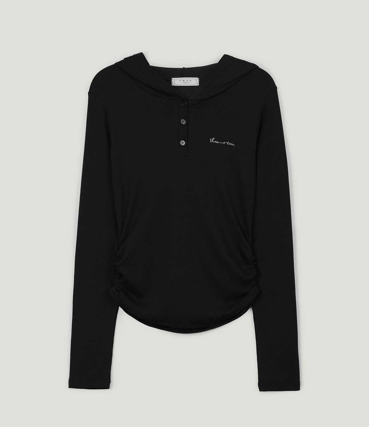 [TWEE] Melb Embroidered Shirring Hoodie