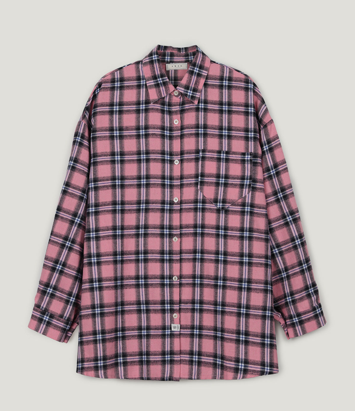 [TWEE] Rand Check Oversized Long Sleeve Shirt