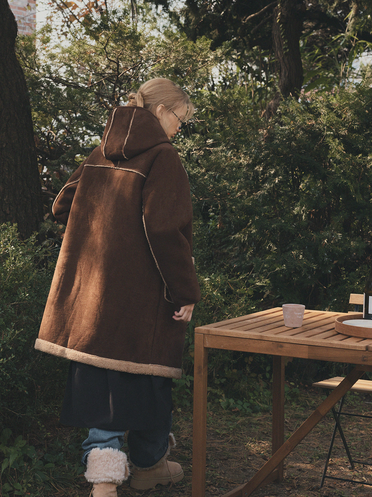 [TWEE]Tolz Wildleder Kapuzenlanger Dufflecoat