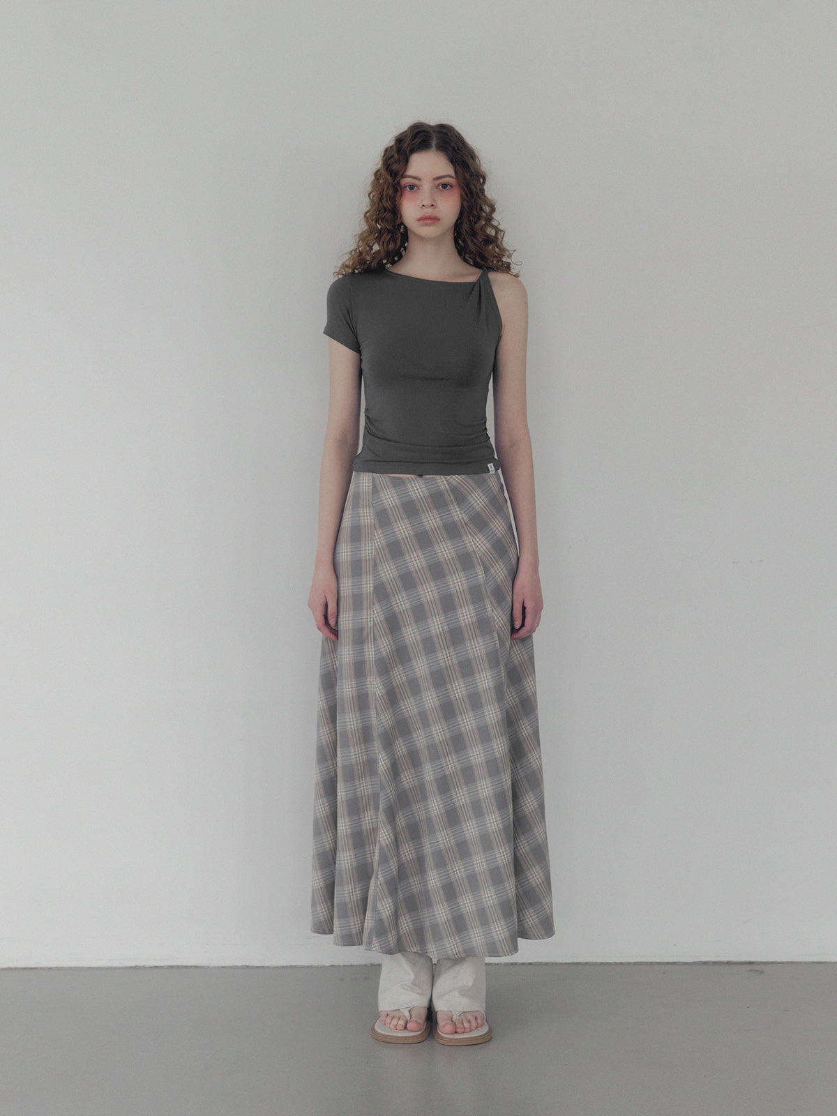 [TWEE] Fitz Check Maxi Long Skirt