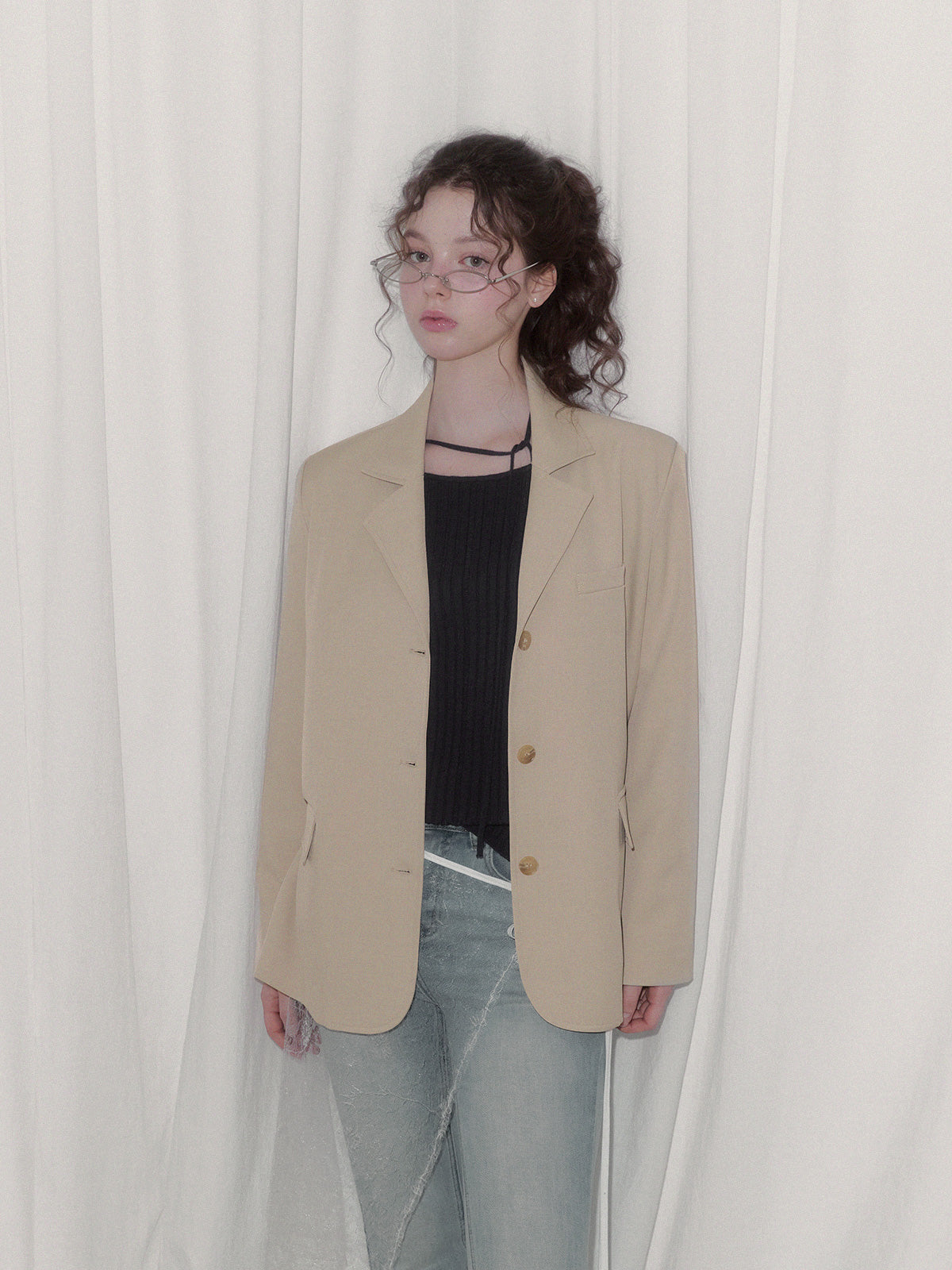 [TWEE] Lumen Strap Ribbed Long Sleeve Knit