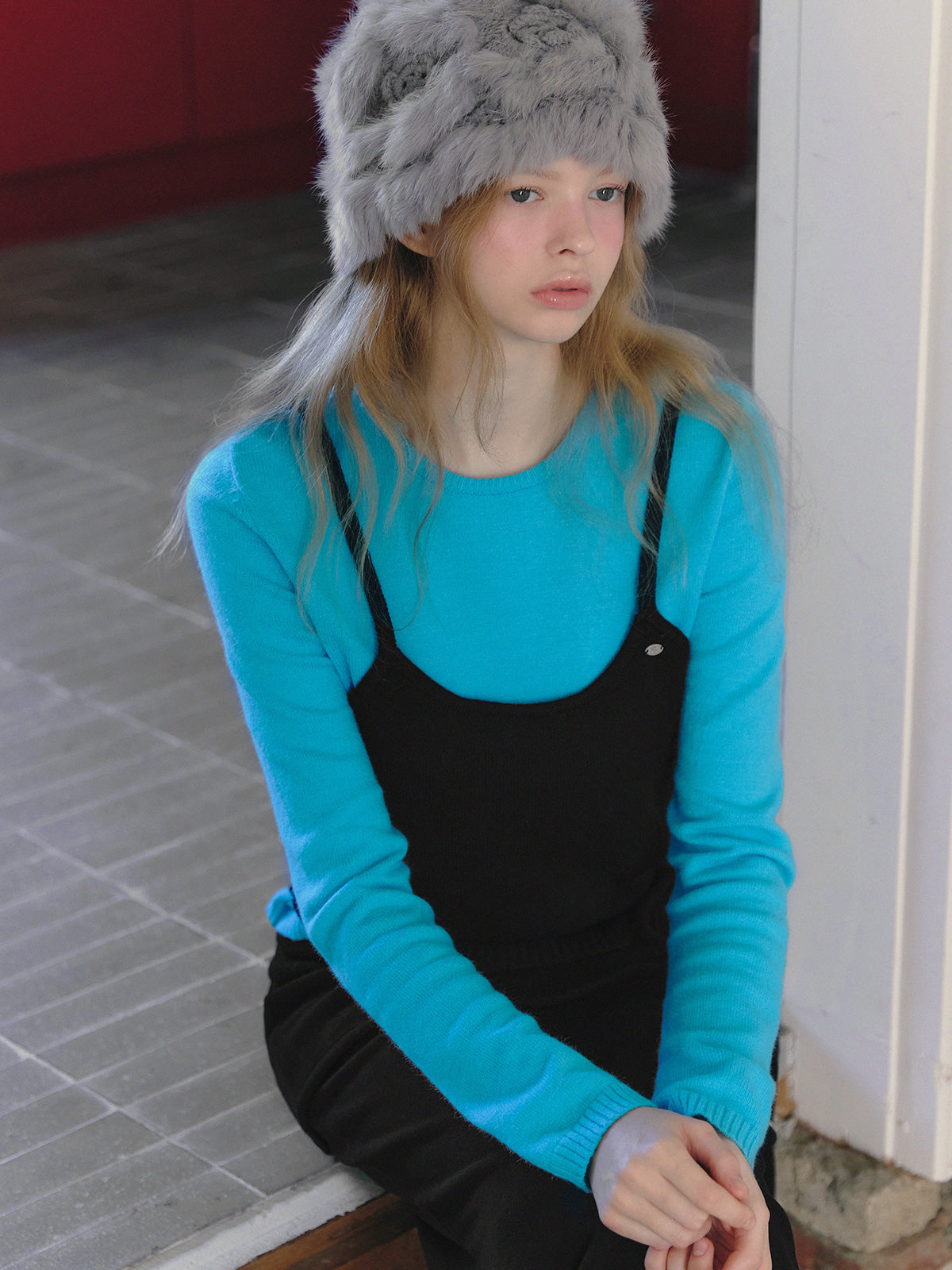 【TWEE】Nuen bustier a strati maglia a maniche lunghe