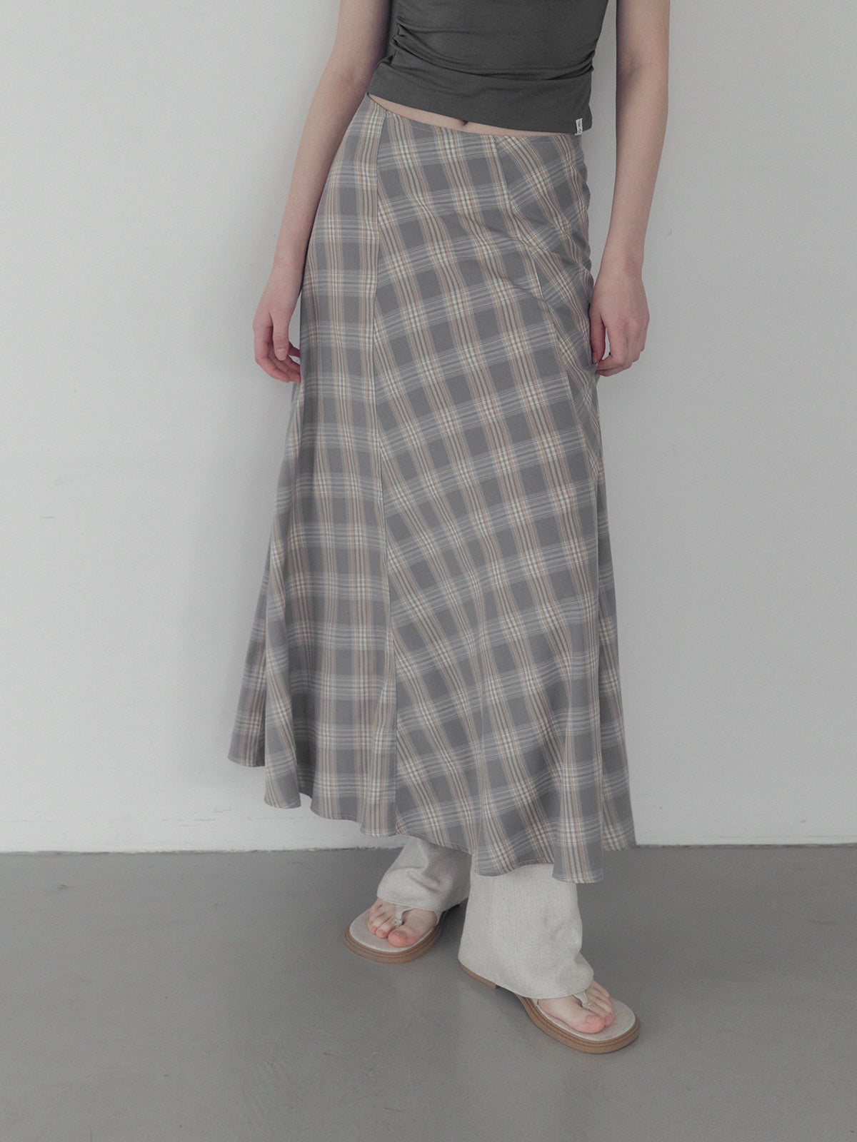 [TWEE] Fitz Check Maxi Long Skirt