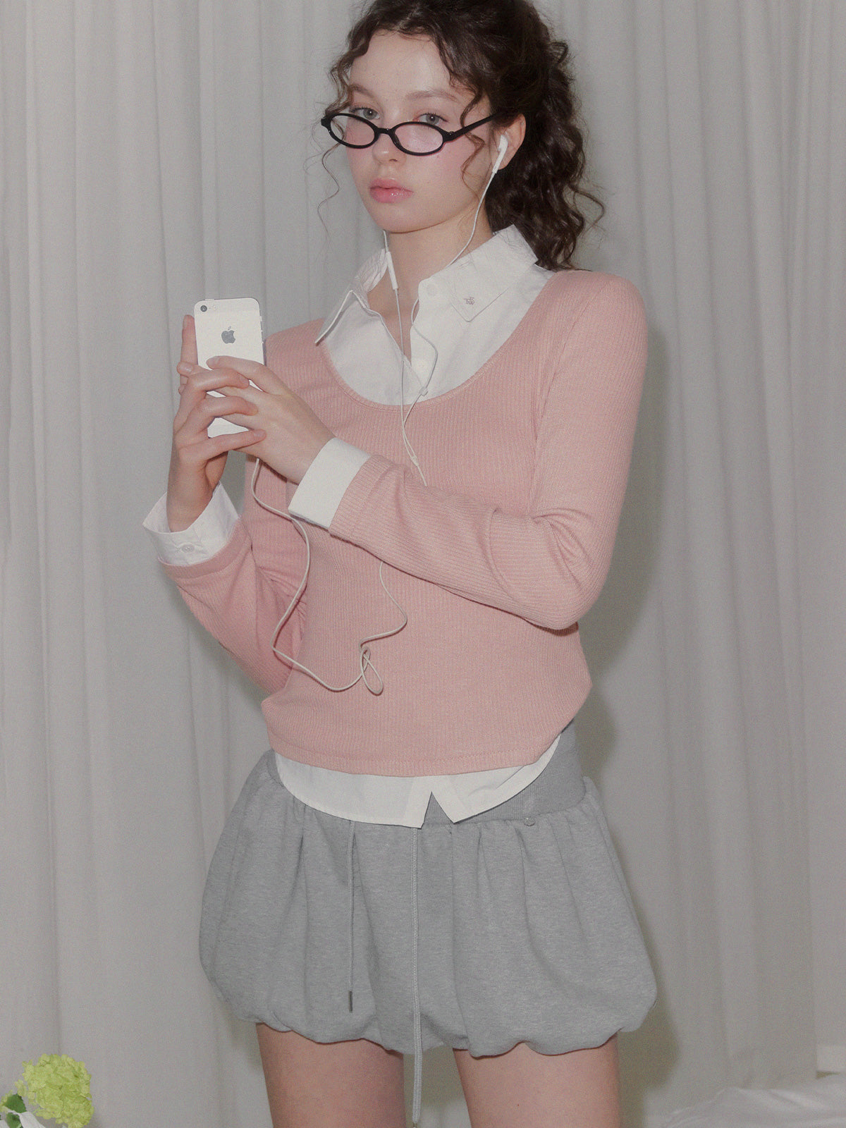 [TWEE] 朋克风大宽腰带泡泡廓形卫衣面料迷你裙