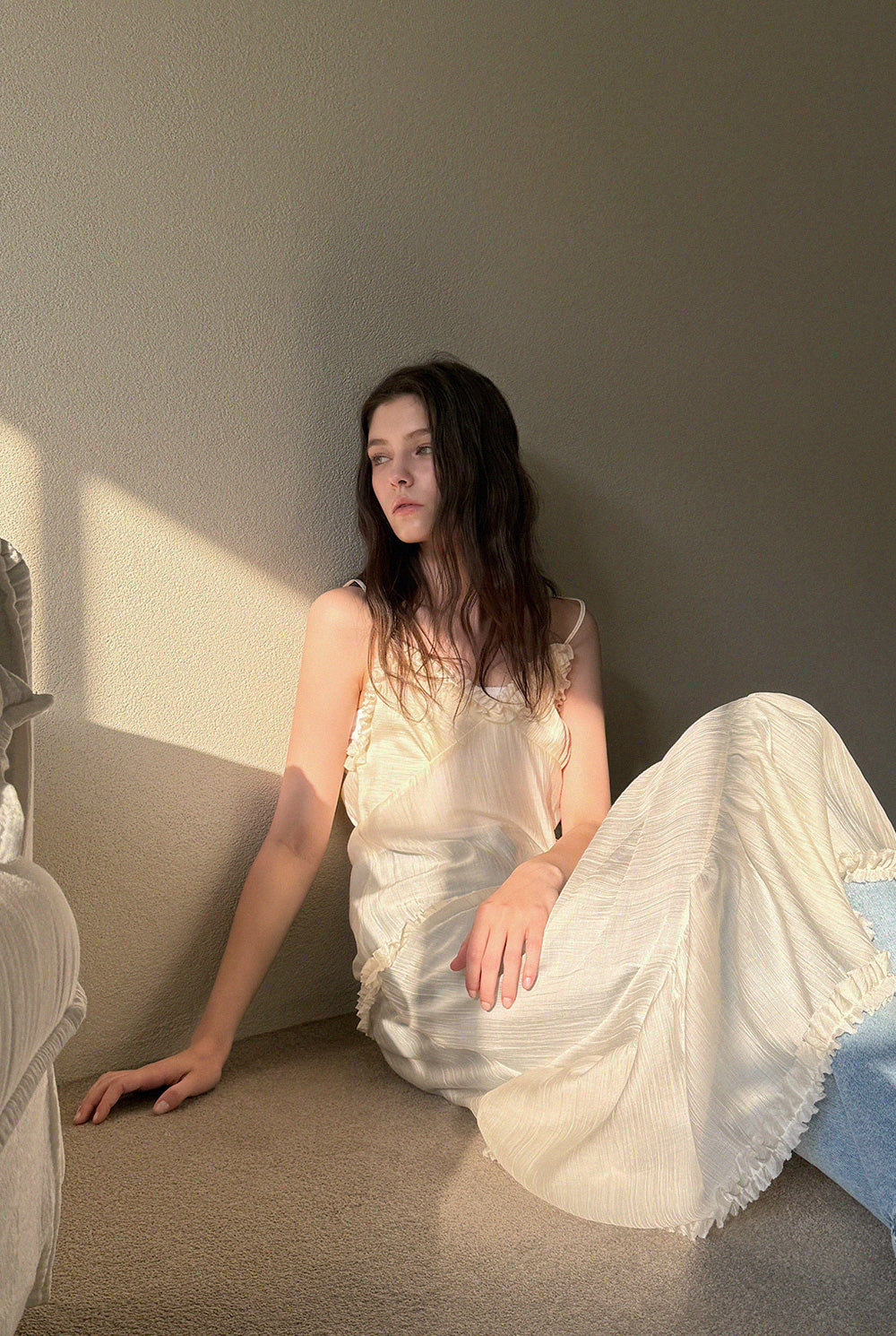 [TWEE] Mille See-Through Frill Sleeveless Long Dress