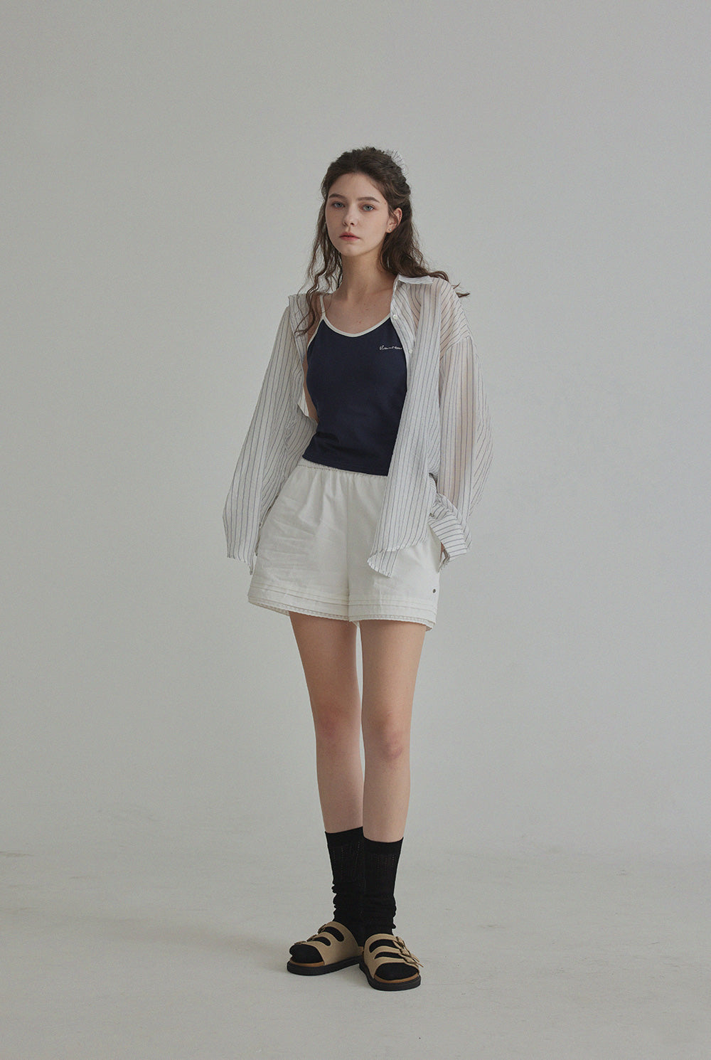 [TWEE] Chemise Benrit à rayures oversize (avec ensemble chouchou)