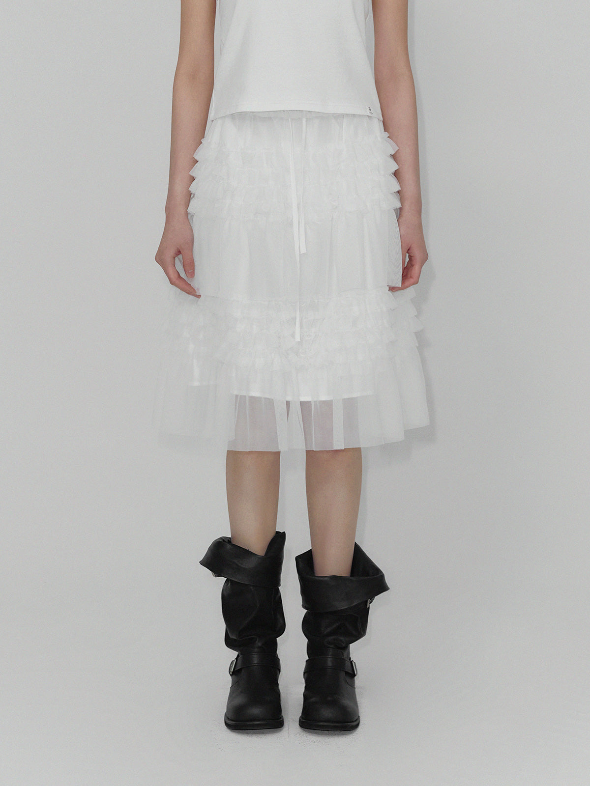 [TWEE] Hachu Gonna Midi a Balze in Chiffon