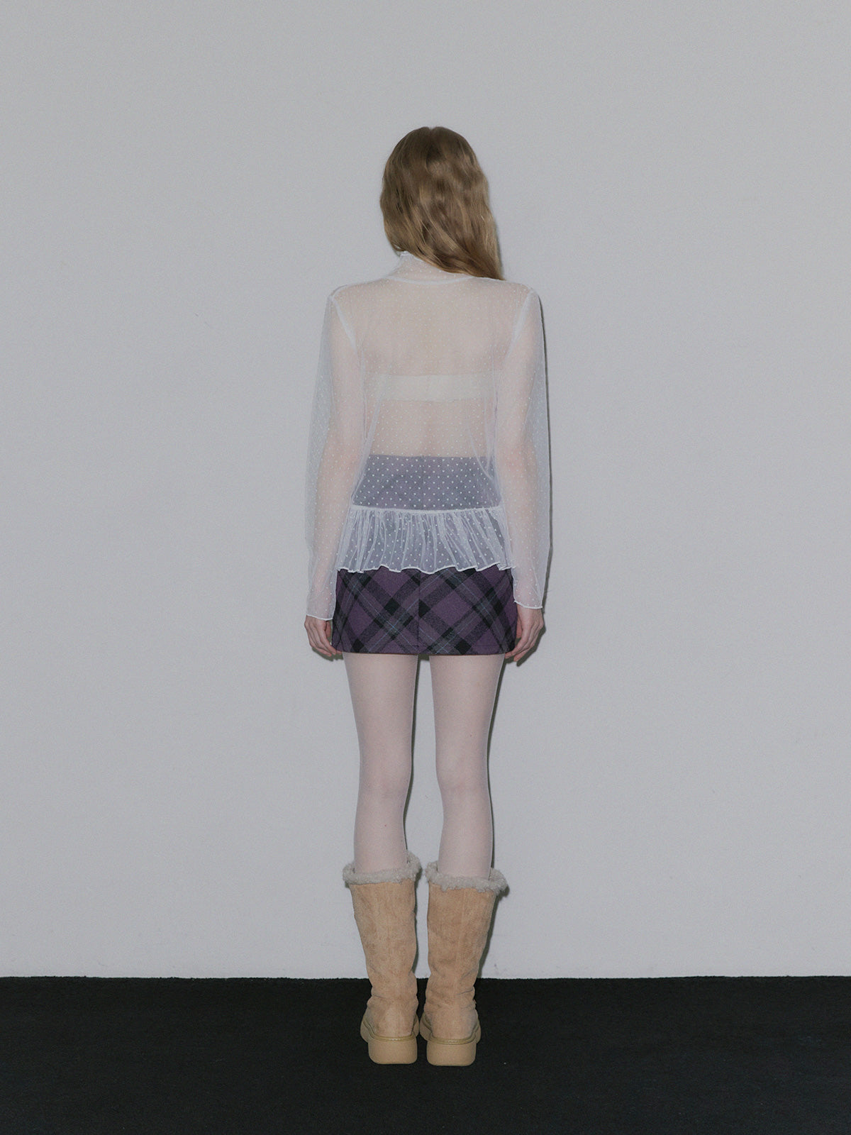 [TWEE] Behi dot see-through turtleneck top