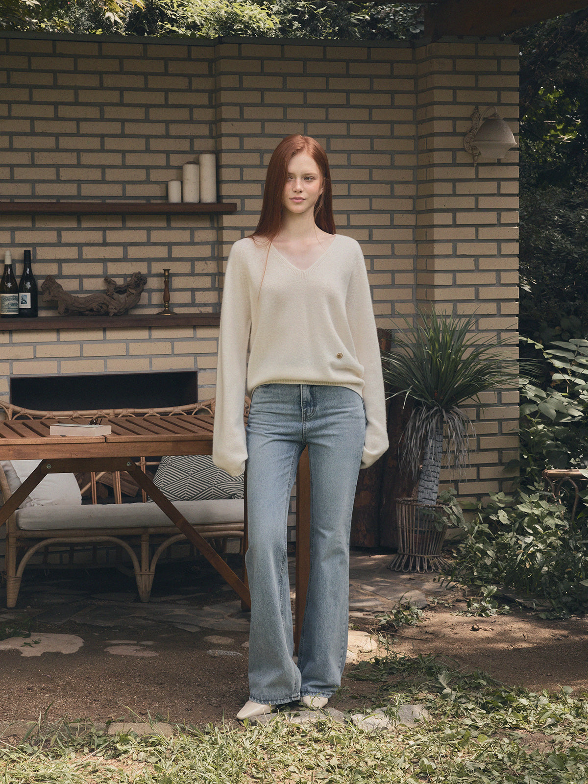 [TWEE] Longc Wool Pastel V-Neck Long-Sleeve Knit