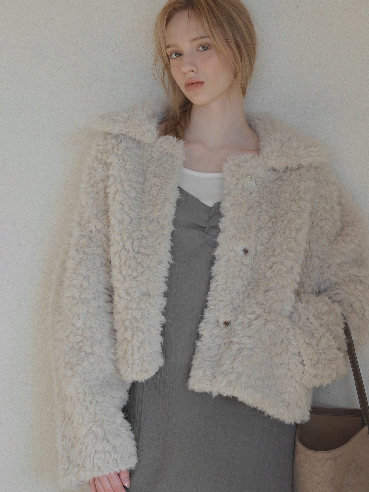 [TWEE] Buard Shearling Kragen Felljacke