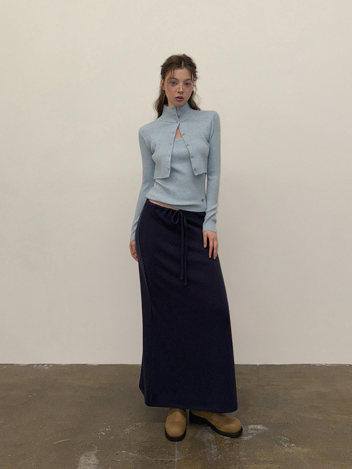 【TWEE】Eiel Layered Collar Long-Sleeve Knit