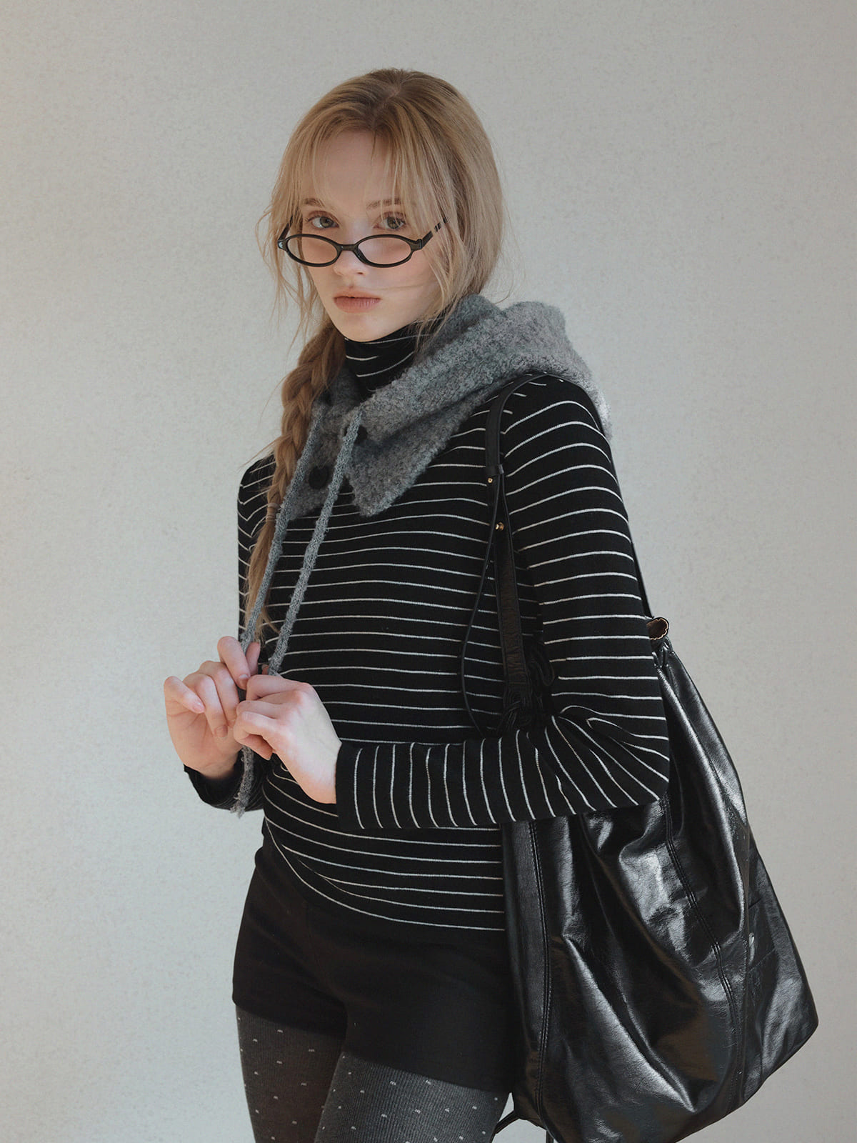 [TWEE] Ople Stripe Rollkragen-Stricktop