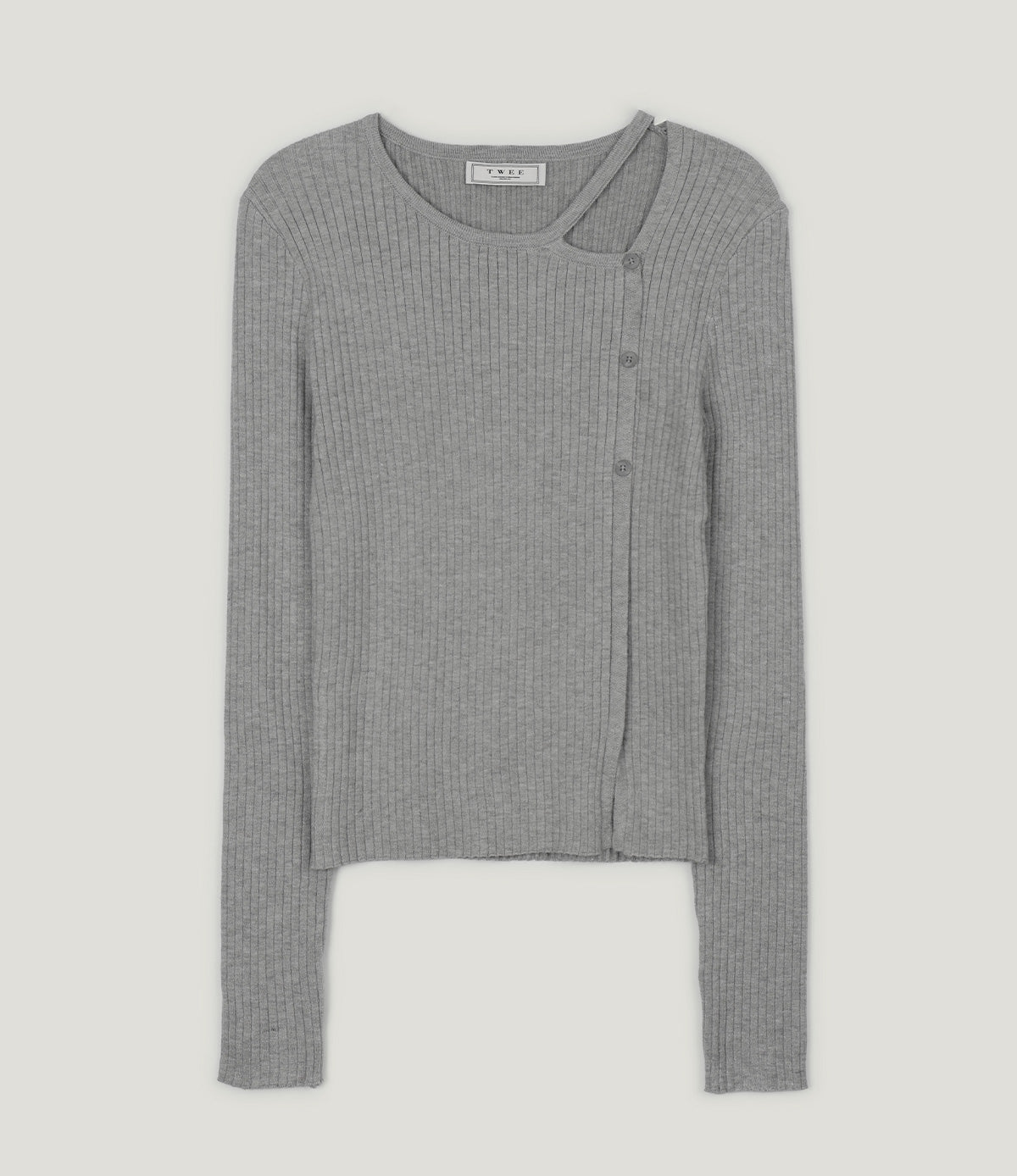 [TWEE] Marlon Asymmetrical Slit Button Long Sleeve Knit