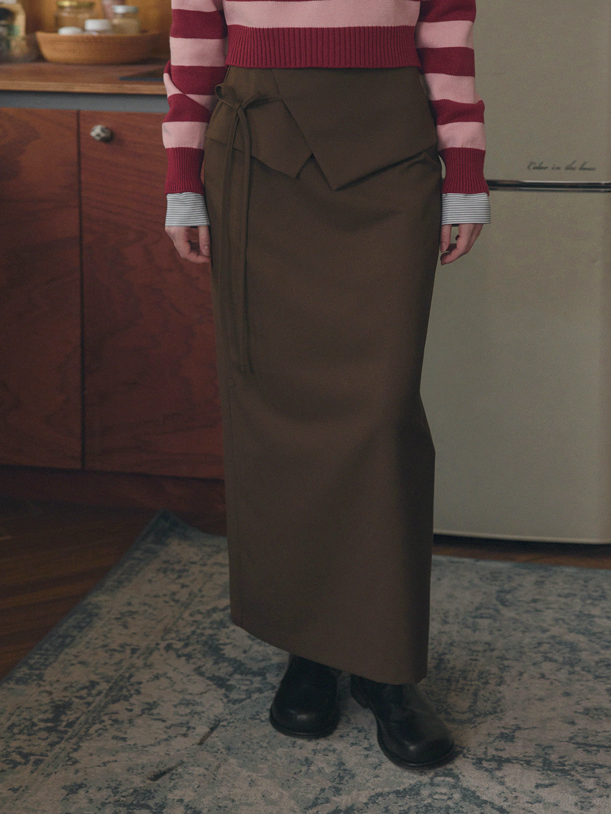 [TWEE] Lenk Layered Strap Maxi Long Skirt