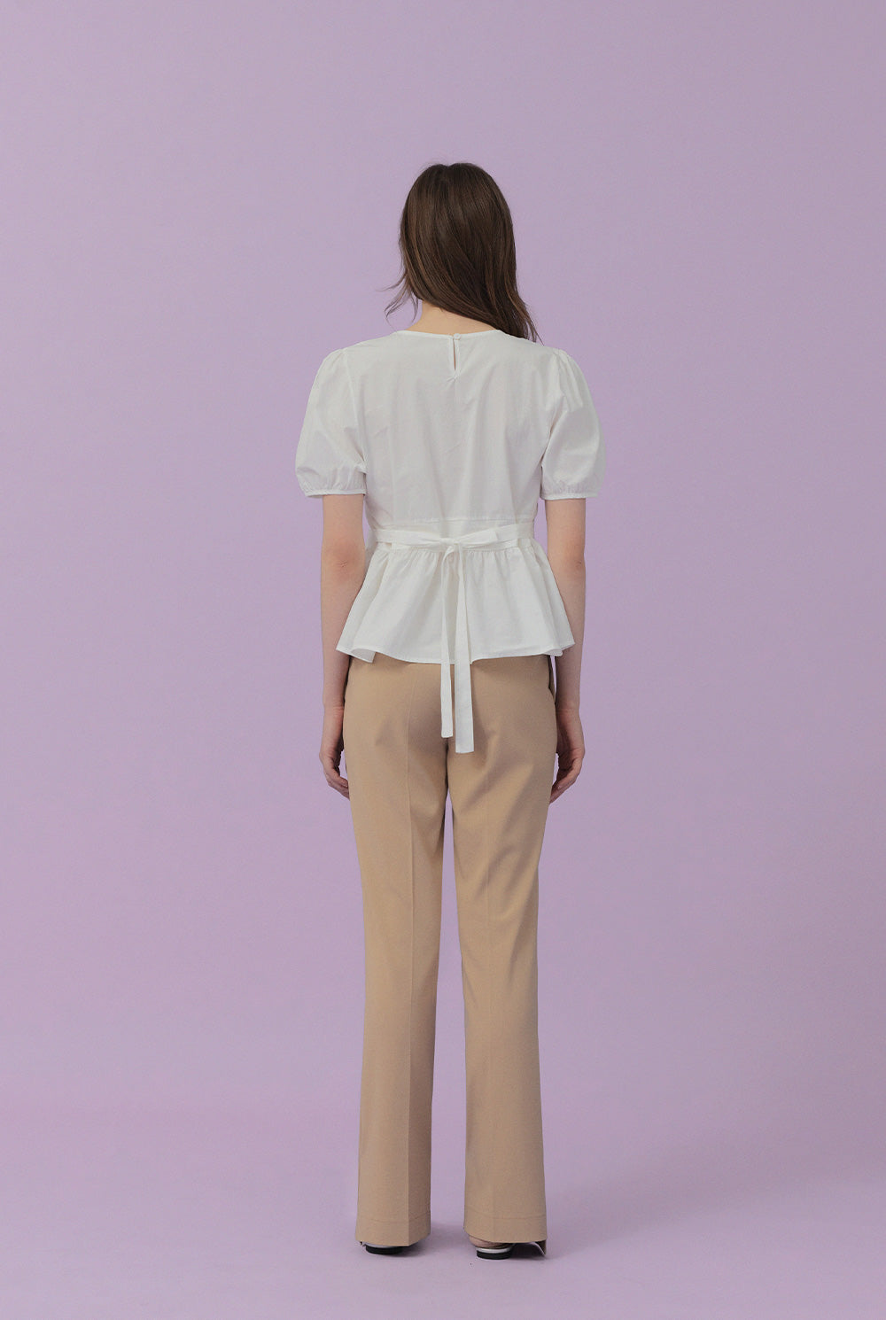 [TWEE] Milward Pintuck Puff Short-Sleeve Blouse