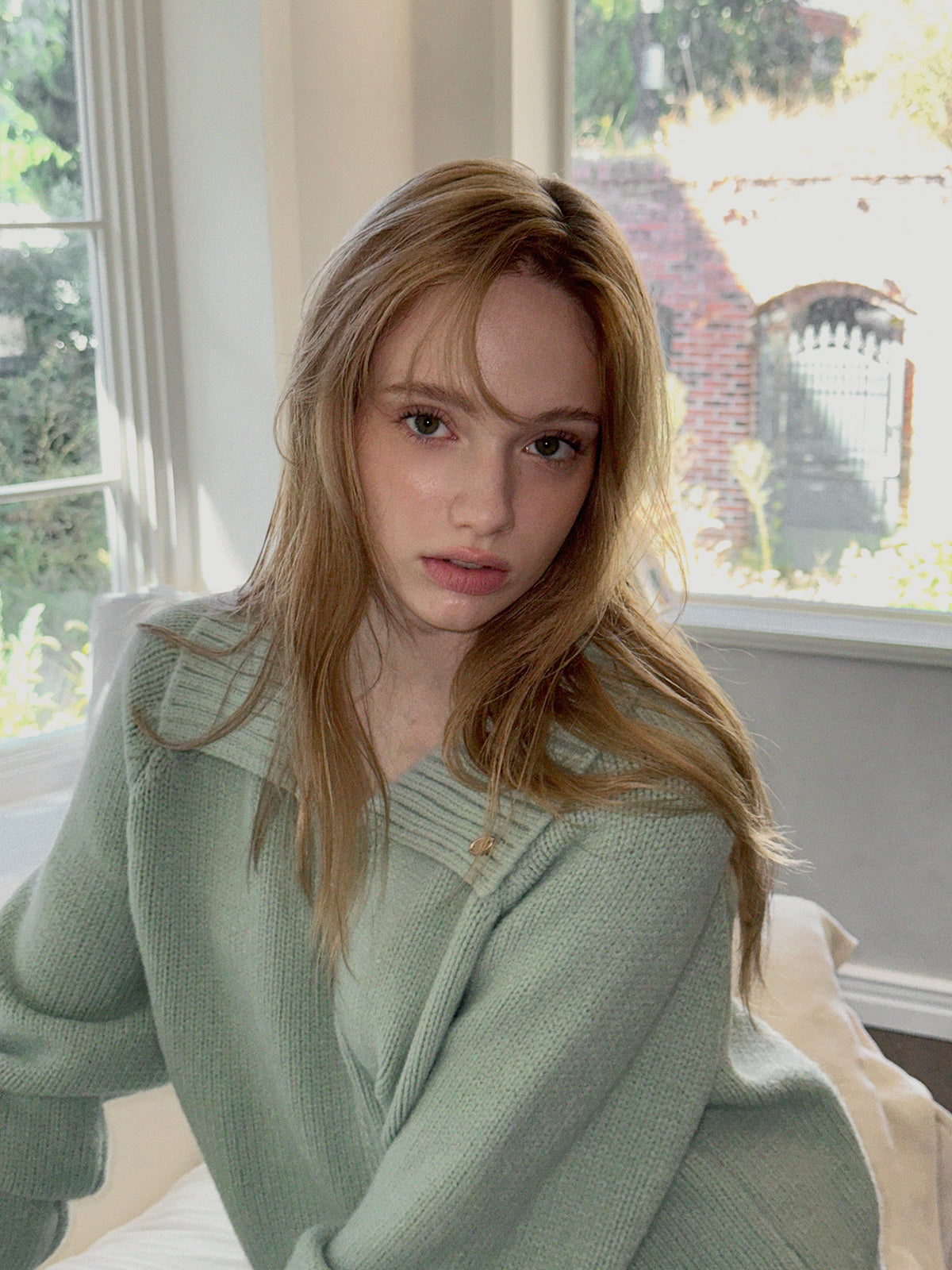 [TWEE] ディンプルパステルベーシックニットジップアップ