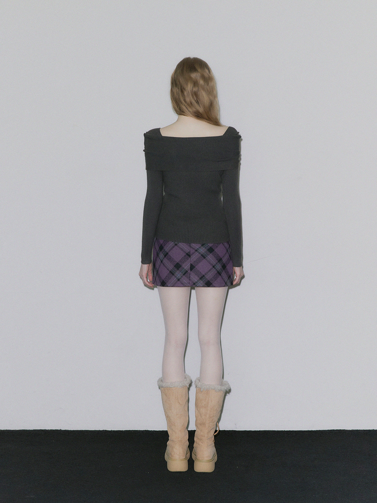 【TWEE】Turing Ribbon Drape Ribbed Knit