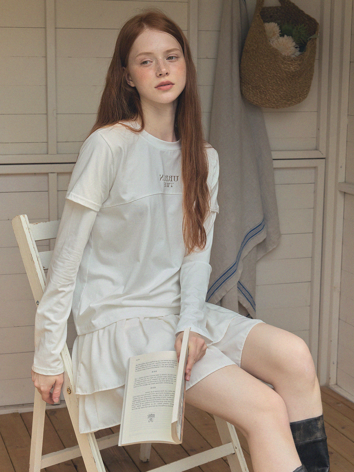 [ TWEE ]  Foil Layered Print Long Sleeve T-Shirt