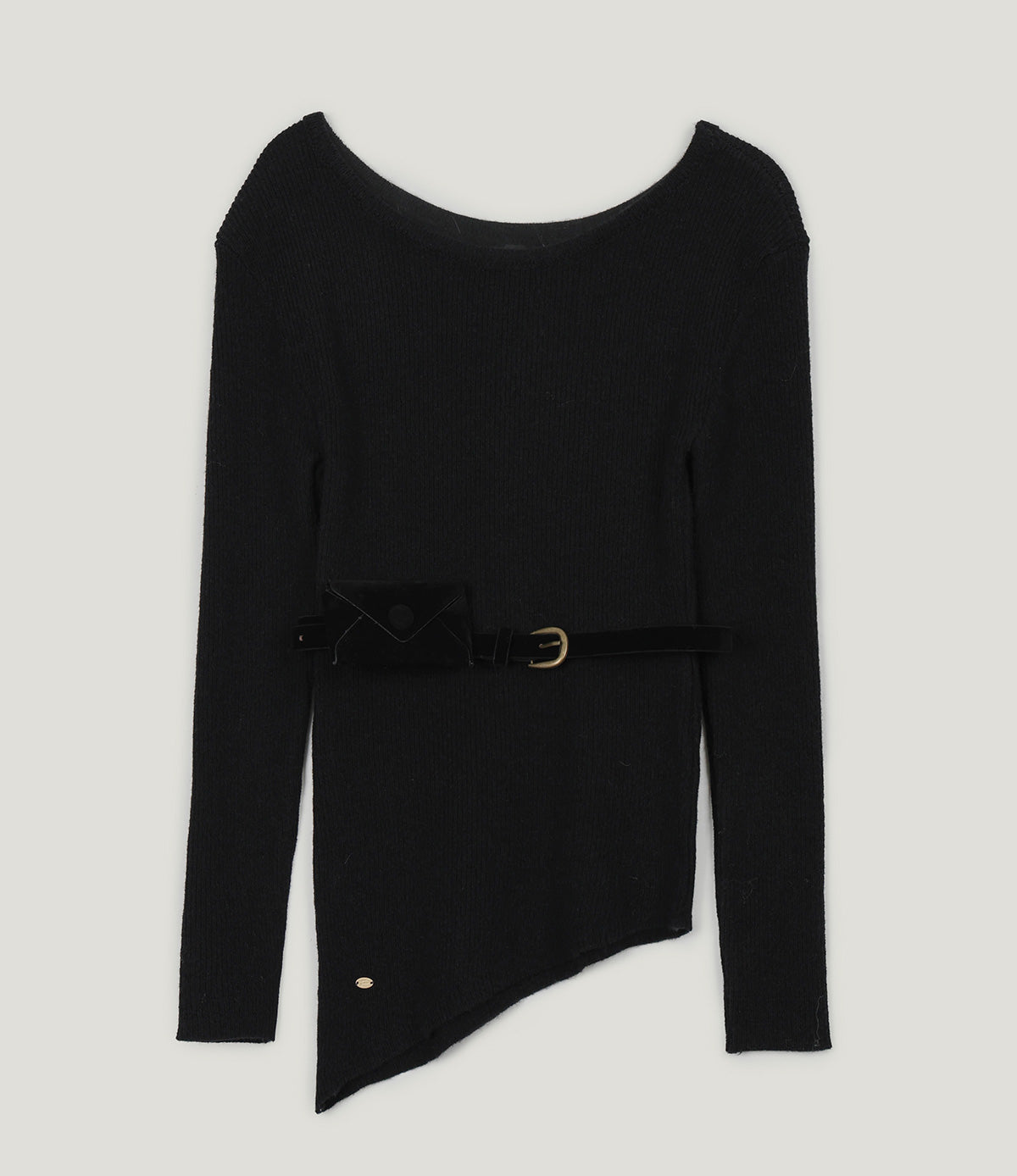 【TWEE】Weasley Asymmetrical Long Sleeve Knit (Belt Set)
