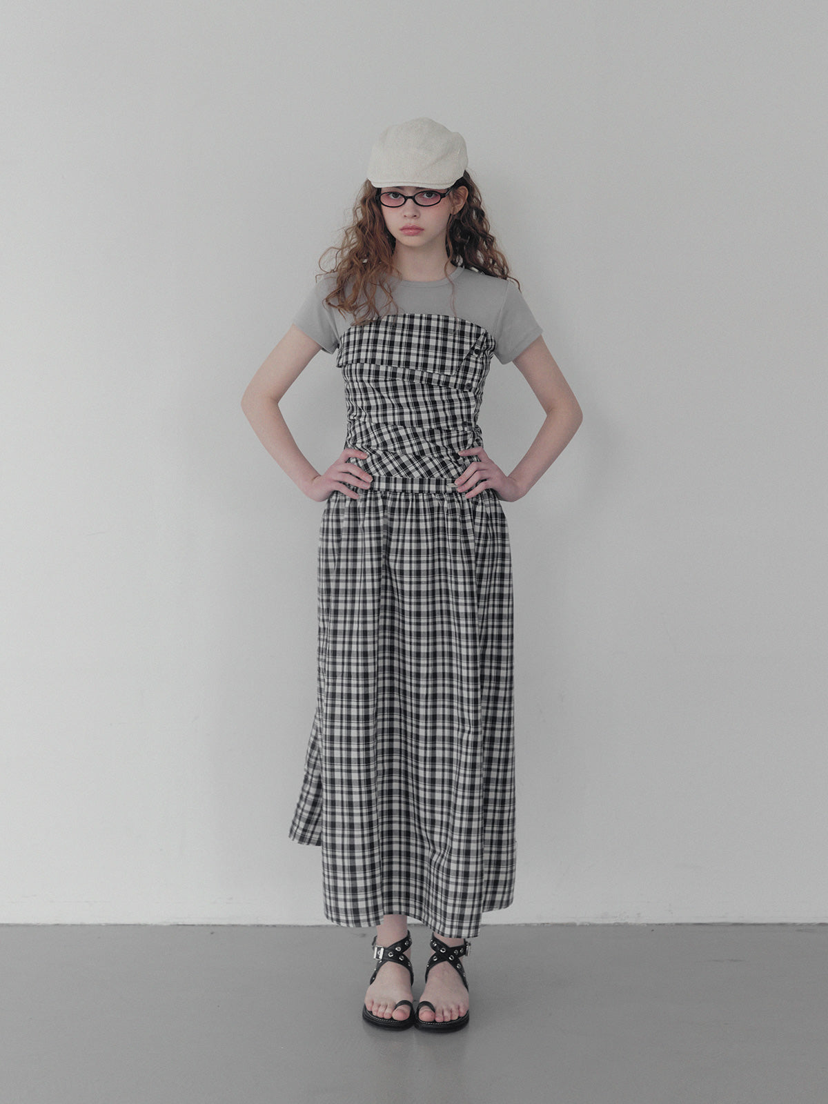 [TWEE] Vinci pattern pintuck long dress