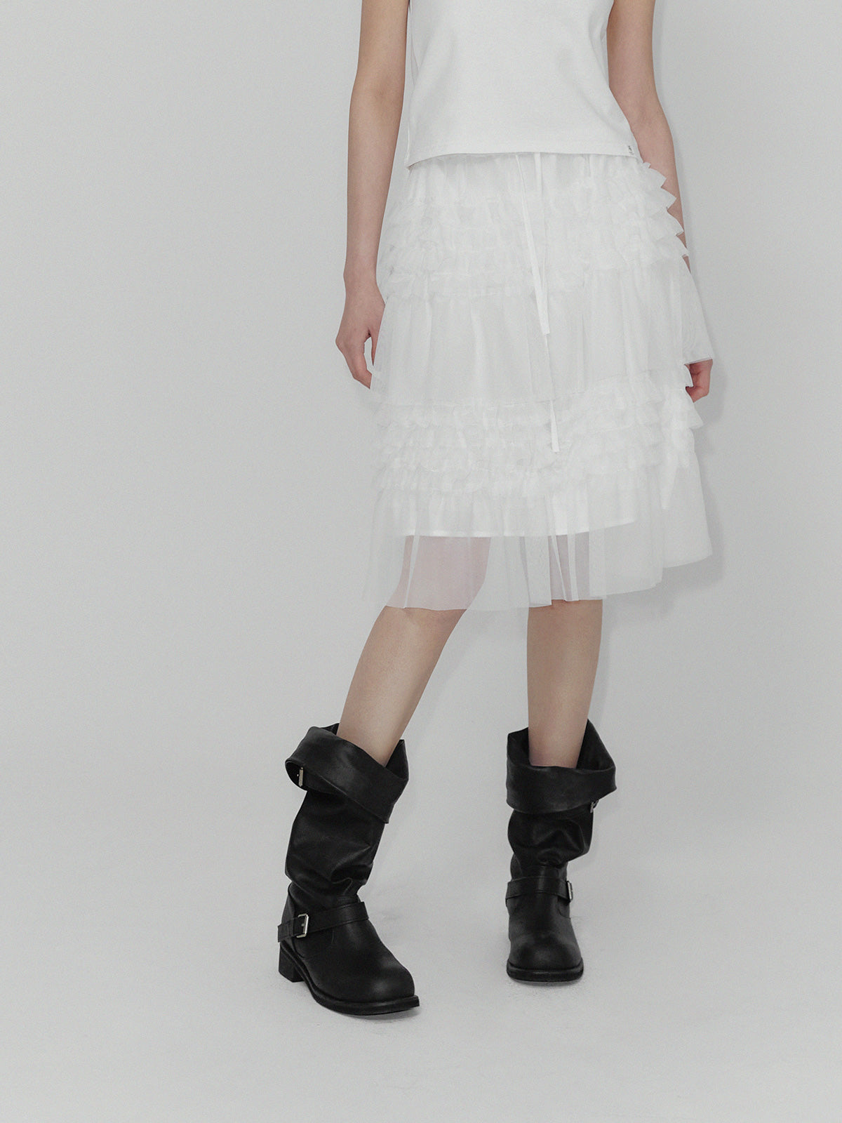 [TWEE] Hachu Gonna Midi a Balze in Chiffon