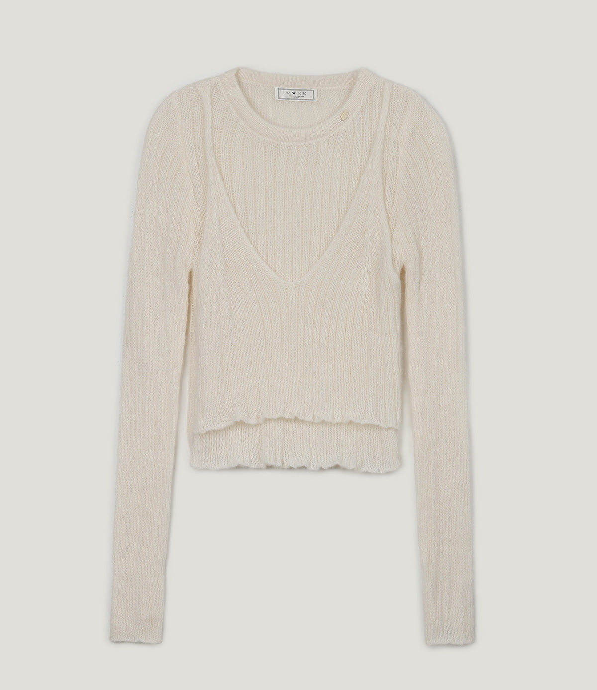 [TWEE] Conel Layered Crop Long-Sleeve Knit