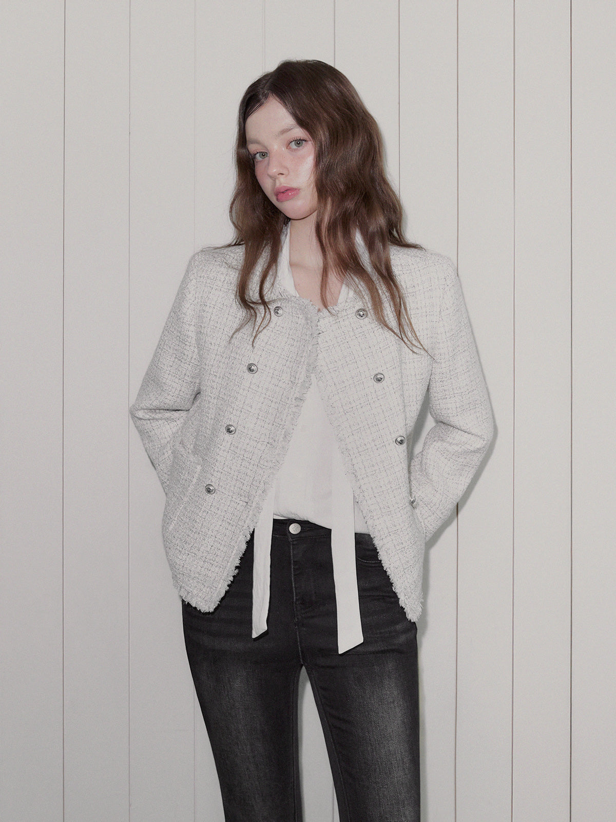 [TWEE] HENDY Tweed Double-Button Jacket