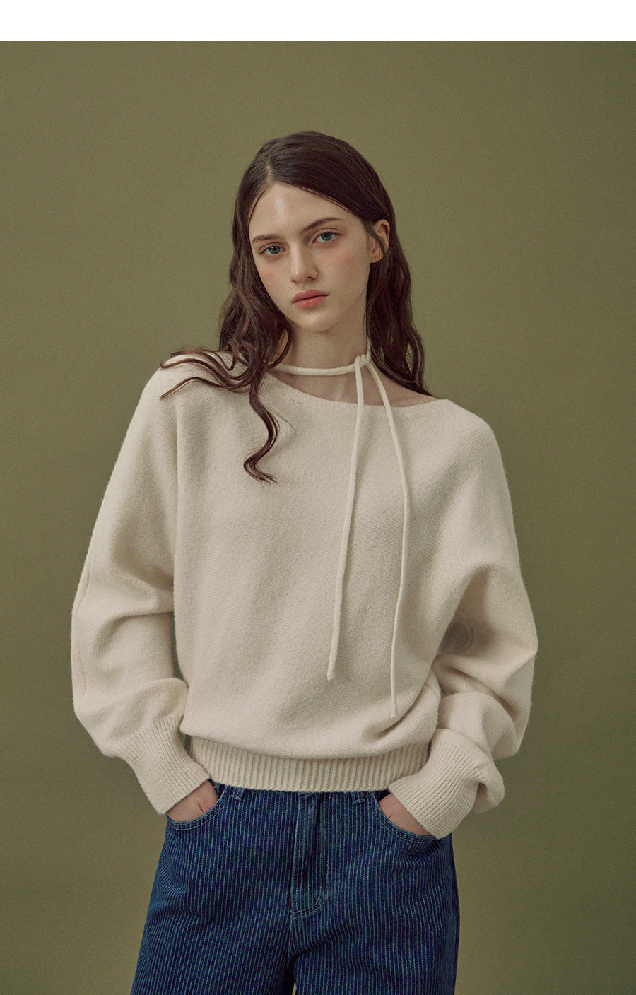 [TWEE] Haiti shoulder ribbon knit