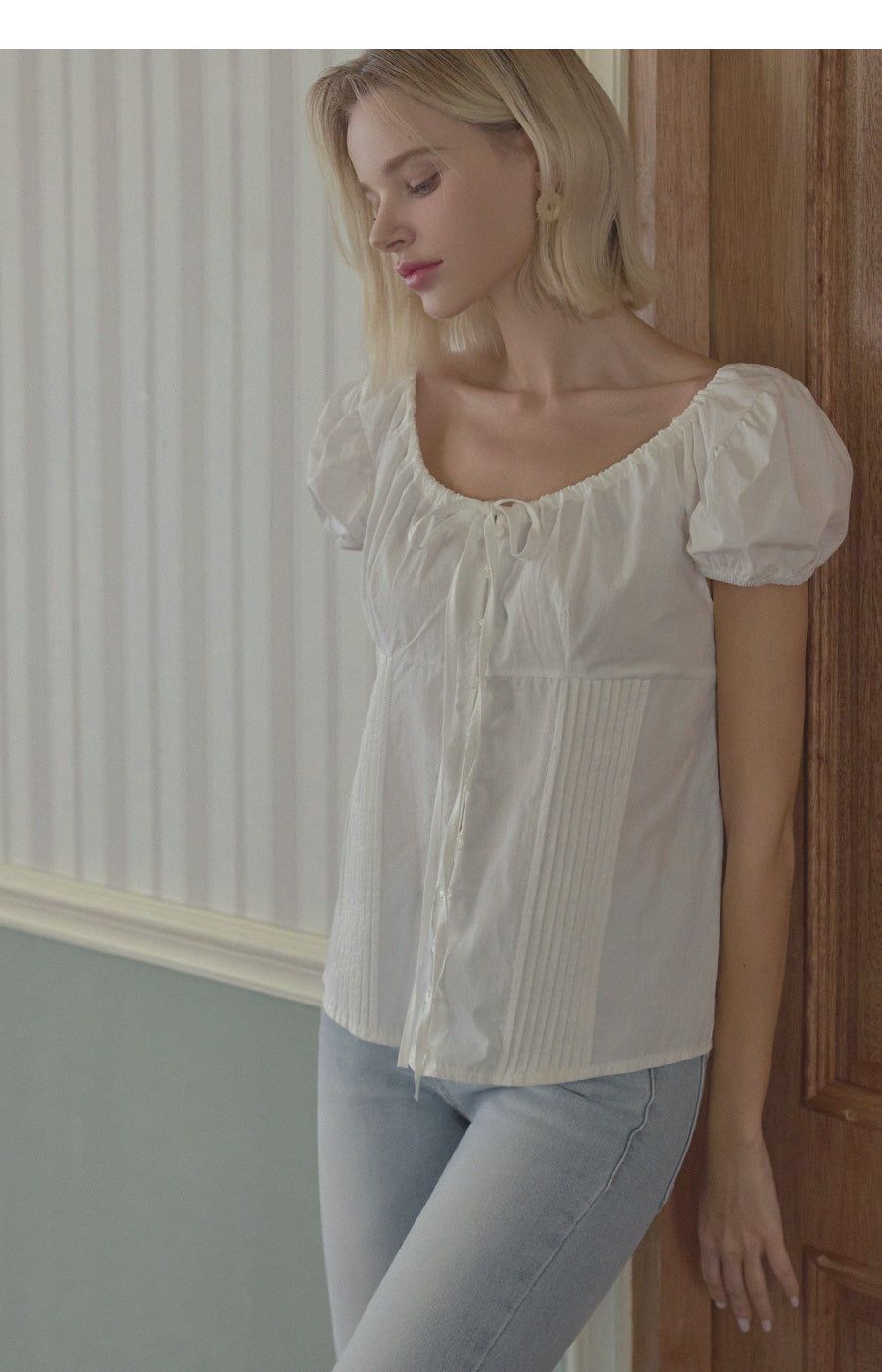 [TWEE] Euphoria puff short sleeve blouse