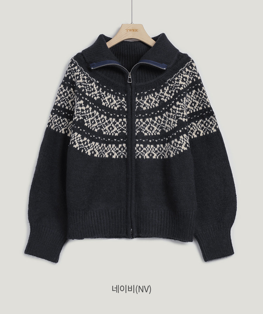 [TWEE] Ounce Antique Nordic Knit Zip-up