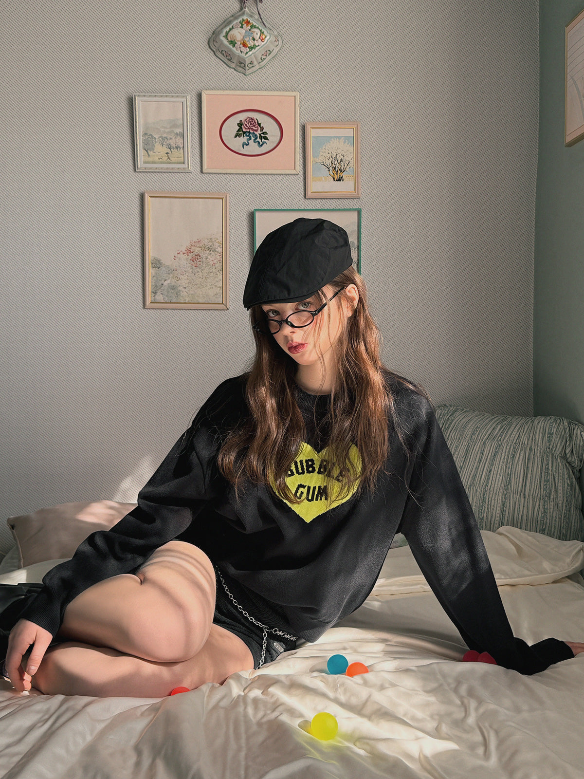 [TWEE] Tasha Lettering Heart Long-Sleeve Knit