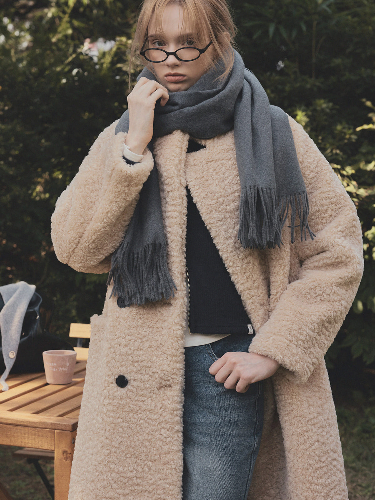 [TWEE] ラストリブ長袖ジップアップ