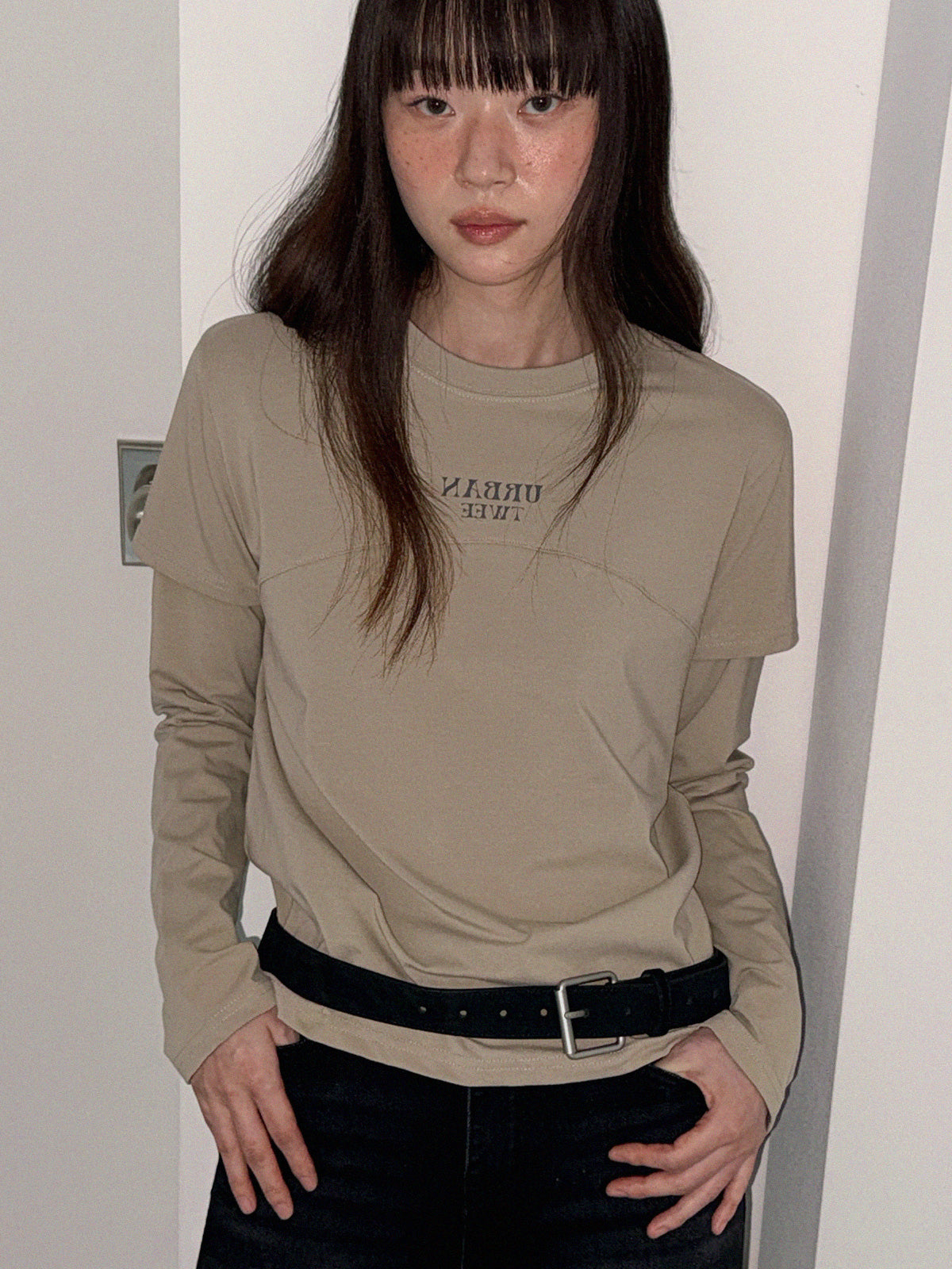 [ TWEE ]  Foil Layered Print Long Sleeve T-Shirt