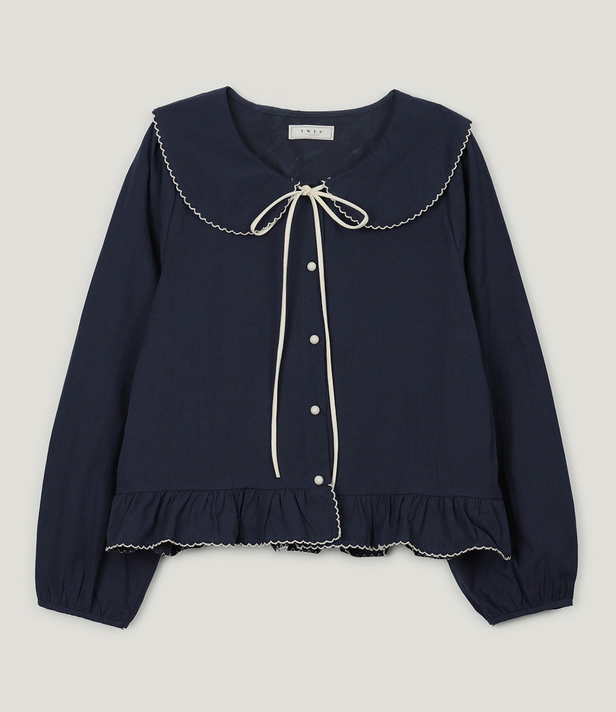 [TWEE] Older Sailor-Collar Frill Long-Sleeve Blouse