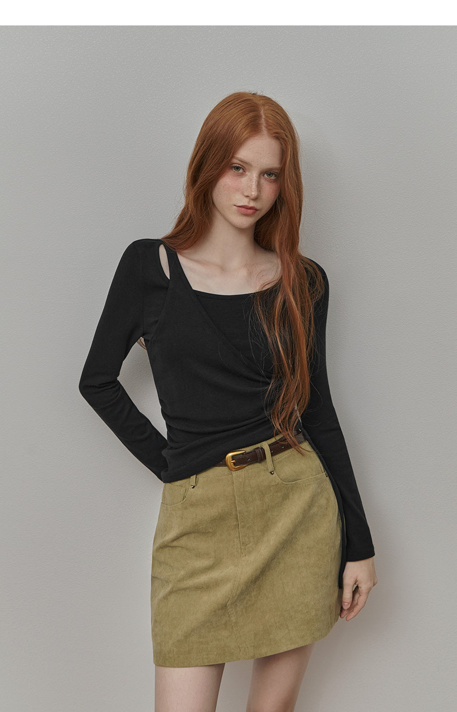 [TWEE] Freda Corduroy Mini Skirt (belt set)