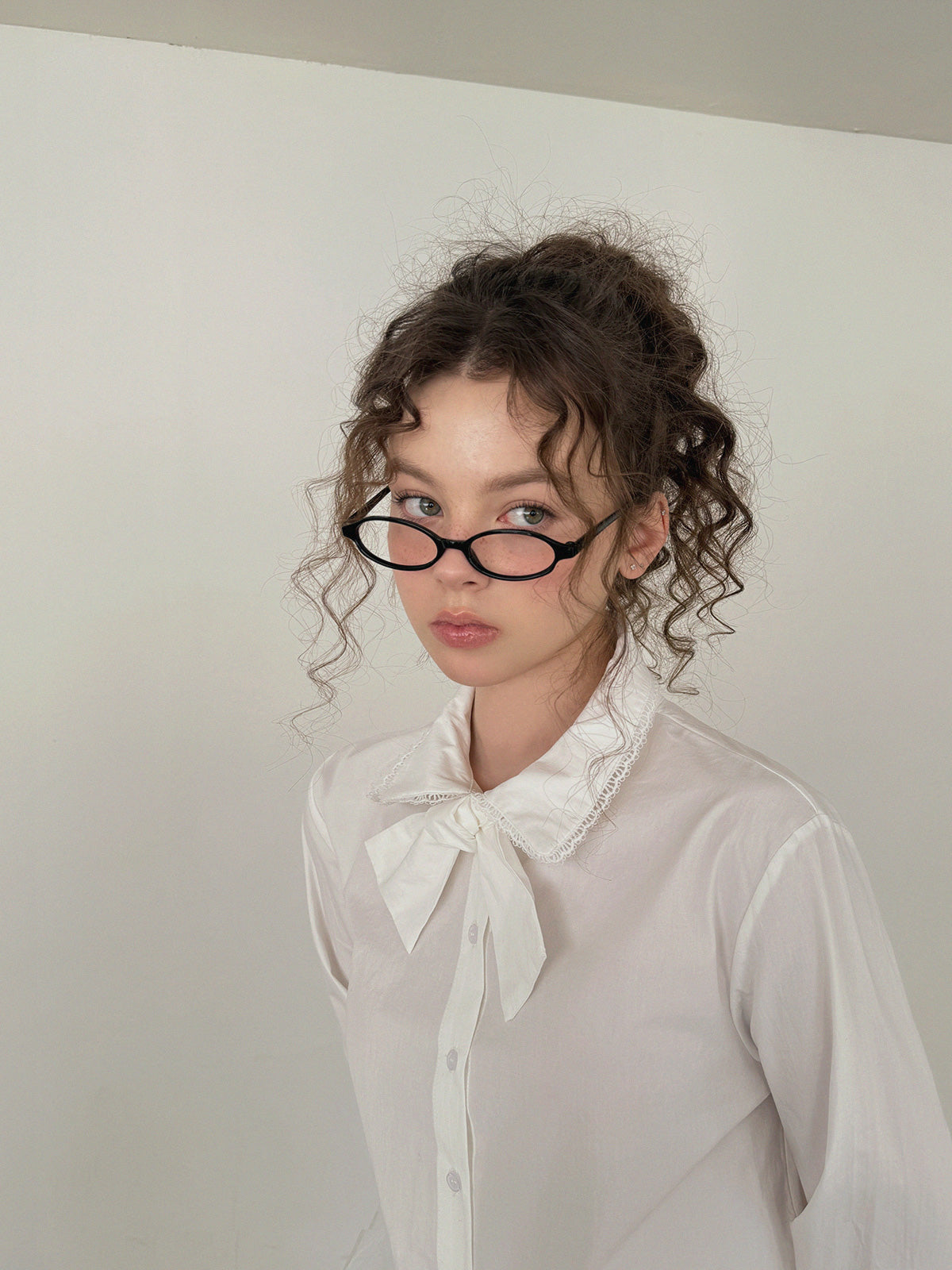 [TWEE] Pico Lace Long-Sleeve Shirt Blouse (Strap Set)