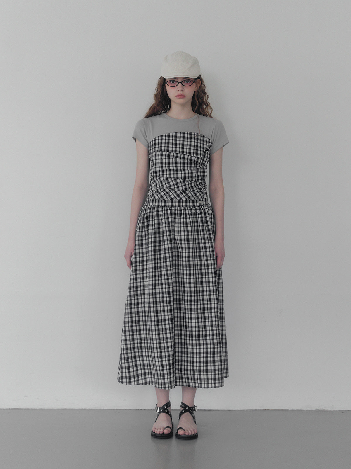 [TWEE] Vinci pattern pintuck long dress